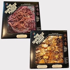 SHMUZZLE PUZZLE 1980 Lot of 2 Complete Gold Coins and Can of Worms